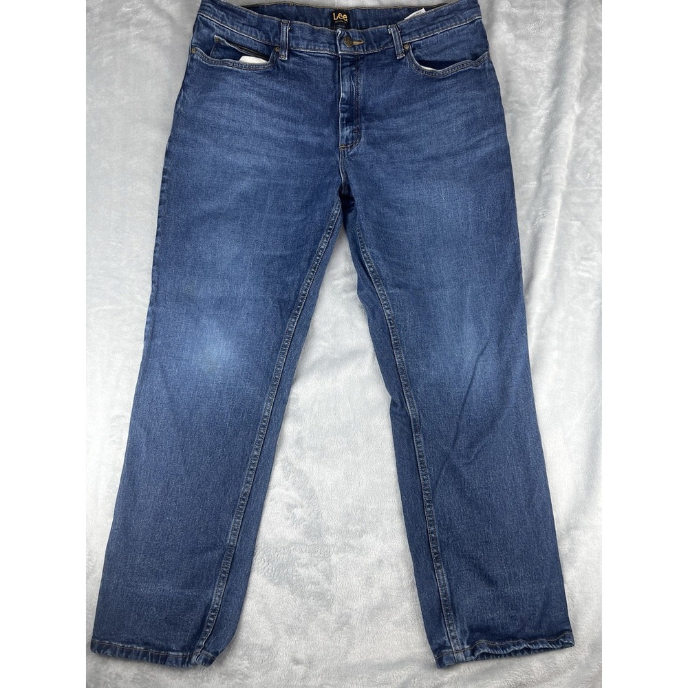 Lee Jeans Men's 38x30 Blue Premium Denim Relaxed Straight Leg Fit Cowboy Rodeo